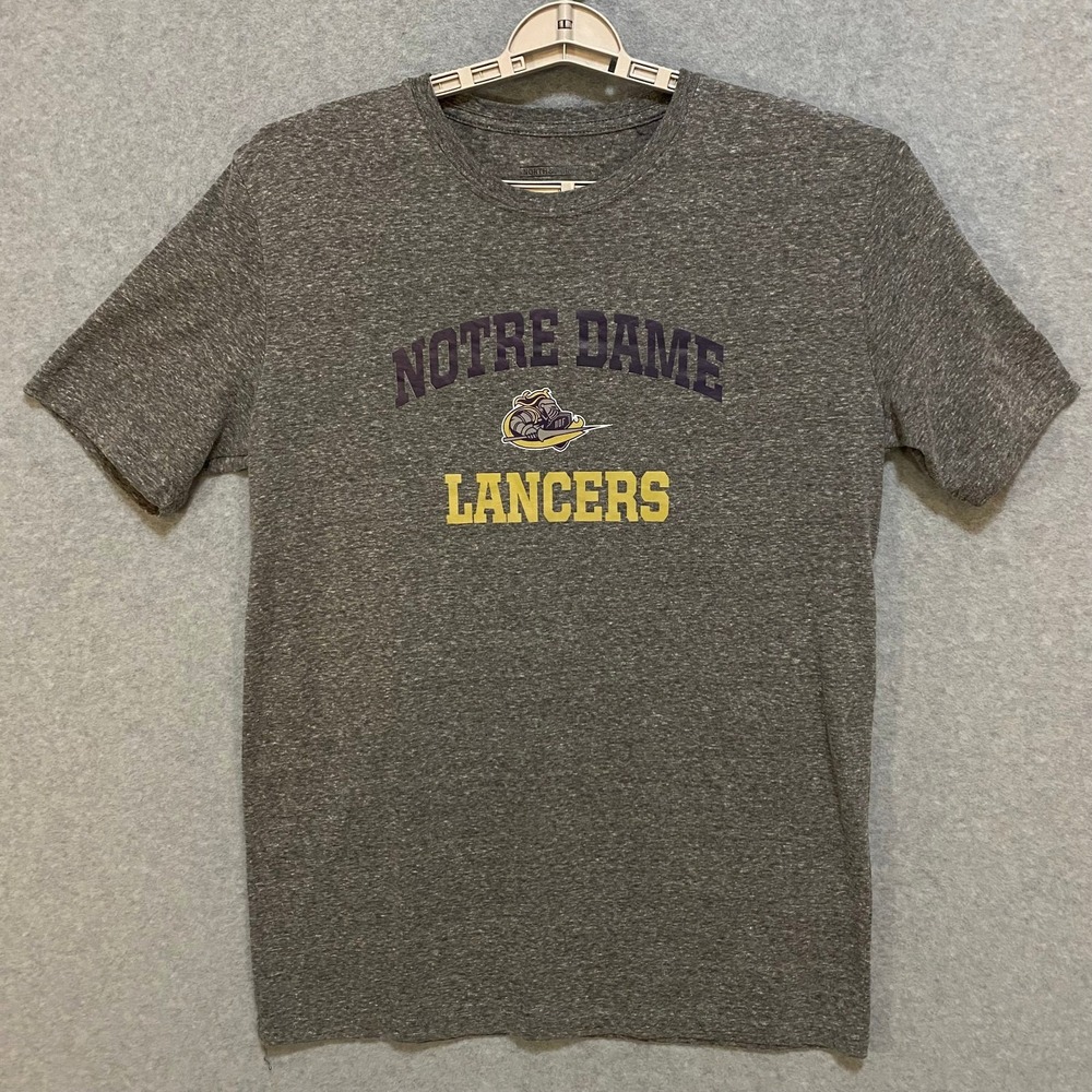 Notre Dame Lancers Men's S Gray Heather Polyester Short Sleeve‎ Sports T-Shirt